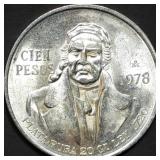 1978 Mexico 100 Pesos .720 Silver Coin 28g