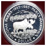 1985 Canada Proof Silver Dollar MIB Moose