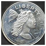 1 Troy Oz .999 Silver Round Liberty Flowing Hair