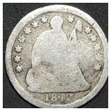 1842 Seated Liberty Silver Half Dime