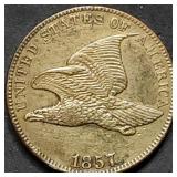 1857 Flying Eagle Cent, High Grade, Nice Coin!
