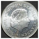 1970 Netherlands 10 Gulden .720 Silver Dollar 25g