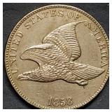 1858 Large Letter Flying Eagle Cent High Grade,
