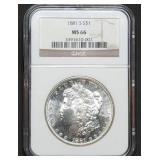 1881-S Morgan Silver Dollar NGC MS66 Blazer