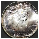 1986 1oz Silver Eagle Gem BU 1st Year Toned!