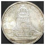 1913 German Saxony 90% Silver 3 Mark Commem.