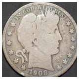 1908 Barber Silver Half Dollar