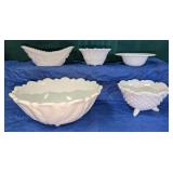 5 Pieces Milk Glass