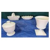 4 Pieces Milk Glass