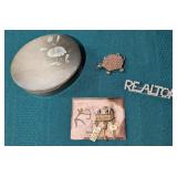 Alabaster Trinket Box; Pins