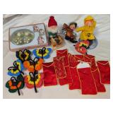 Dolls, Crocheted Butterflies, Tea Set
