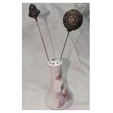 2 Hat Pins and Holder