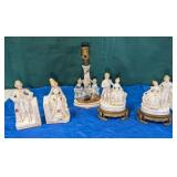Victorian Figurines, Bookends, Lamp