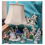 Colonial/Victorian Lamp and Figurines