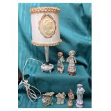 Bisque Porcelain Figurines and Lamp
