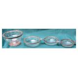 Etched Glass Sterling Graduated Ashtrays
