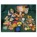Vintage Party Hats, Mirrors, Pins
