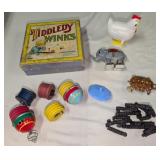 Tiddledy Winks, Tops, Magnets