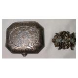 Tri-Fold Compact and Brooch
