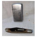 Old Timer Pocket Knife, Zippo Lighter