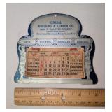 1938 Metal back Advertising Calendar