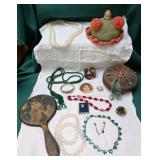 Jewelry, Hand Mirror, Sewing Basket