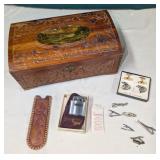 Cedar Box, Ronson Lighter, Cuff Links