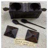 4" Wood Opium Snuff Box w/ Spoons