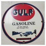 12" Gulf Porcelain Sign