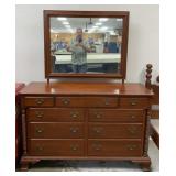 56" Solid Cherry Dresser & Mirror