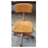 Wood Secretary Chair on Rollers