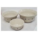 3 pc Longaberger Mixing Bowl Set