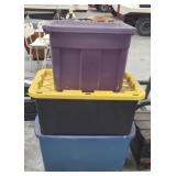 3 Plastic Storage Totes