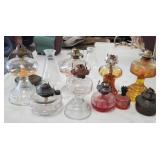 Large Lot of Oil Lamps, Shades