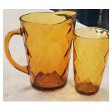 Amber Glass Juice Pitcher & Glass