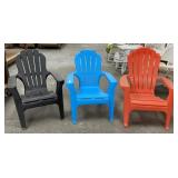 3 Stacking Plastic Adirondack Chairs