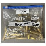 40ct Once Fired PPU 8mm Mauser Brass