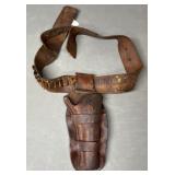 Rough Brown Leather Gun Belt & Holster