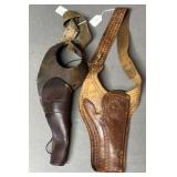 2 - Rough Brown Leather Shoulder Holsters
