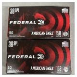 100 rnds Federal American Eagle .38 Spl Ammo