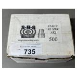 500ct SNS .45 ACP 185 gr SWC Lead Bullets
