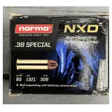 20 rnds Norma NXD .38 Spl Ammo