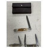 3 - Nice Pocket Knives w/ Case