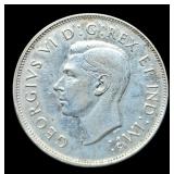 1943 Canada Half Dollar Silver 80% AU