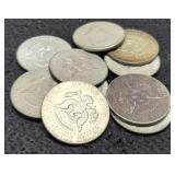 (10) 40% Silver Kennedy Half Dollars