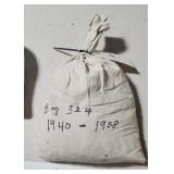 Bag w/ 5,000 Wheat Cents 1940-1958