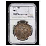1883-O Slab Morgan Dollar NGC MS64 Nice Toning