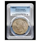 1926-S Slab Peace Dollar PCGS AU Cleaned