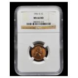 1951-S Slab L. Cent NGC MS66 RD