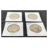 (4) 1964 Kennedy Half Dollars AU